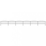 vidaXL Gard de grădină cu v&acirc;rf suliță, negru, (0,5-0,75) x 10,2 m oțel