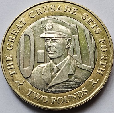 2 pounds 2019 Isle of Man, Day - King George VI, km#1650 foto