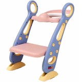 Reductor WC pentru Copii cu Scarita, Linomag&reg;, Plabil, Reglabil pe Inaltime, Colac Moale, 42.6 x 55 x 41.5 cm, Purple / Rose
