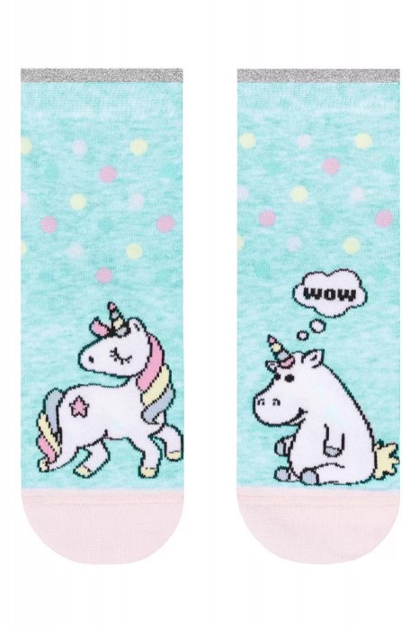 Șosete Haioase 1/2 din Bumbac cu Unicorn, Conte Kids 338 - Turcoaz Pal, 36-38 (24)