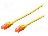 Cablu patch cord, Cat 6, lungime 0.25m, U/UTP, DIGITUS - DK-1617-0025/Y