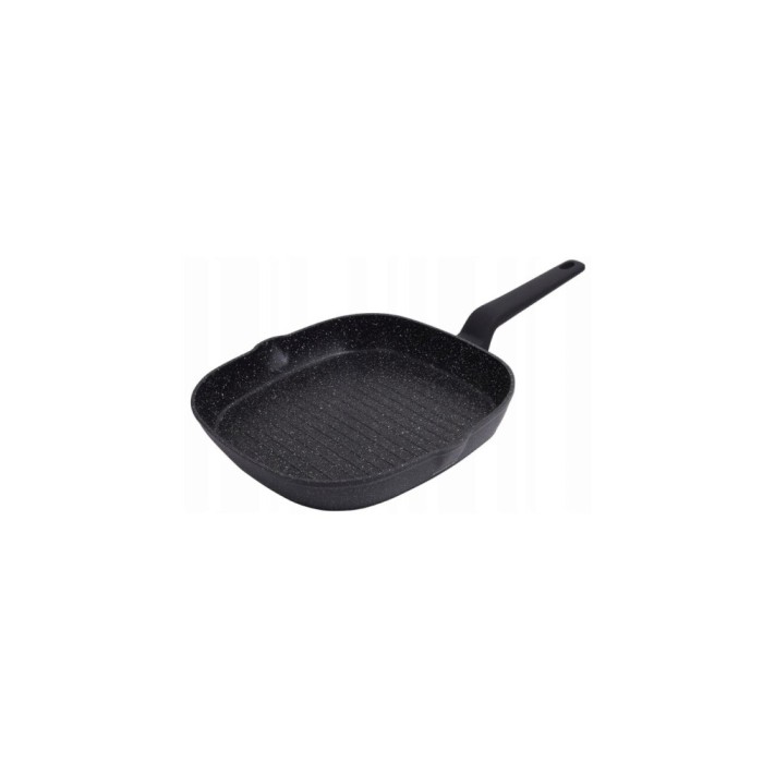 Tigaie tip grill, din aluminiu turnat, marmorata, neagra, 28cm, Klausberg