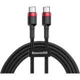 Cablu Date si Incarcare Baseus, Cafule CATKLF-G91, USB Type-C la USB Type-C, 1m, 60W, 3A, Negru Rosu, Blister