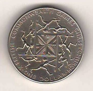 SV * NOUA ZEELANDA ONE DOLLAR 1974 * Ed. X JOCURILE COMMONWEALTH CRISTCHURCH foto