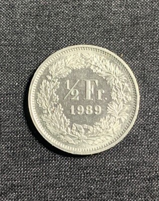 Moneda 1/2 franci 1989 Elvetia foto