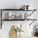 Gossi rafturi de perete 2 buc., 100x40x3 cm, negru otel inoxidabil