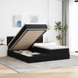 VidaXL Cadru de pat otoman cu saltele, catifea neagră 200x200cm 3312118