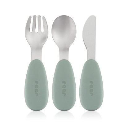Set 3 tacamuri din otel inoxidabil (furculita, lingurita si cutit), manere din silicon, fara BPA, lavabile in masina de spalat vase, Reer 25133 Childr foto
