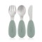 Set 3 tacamuri din otel inoxidabil (furculita, lingurita si cutit), manere din silicon, fara BPA, lavabile in masina de spalat vase, Reer 25133 Childr