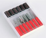 Cumpara ieftin Set accesorii pentru freza electrica de unghii, 12 piese, 6 capete diamantate si 6 benzi abrazive, pentru manichiura si pedichiura