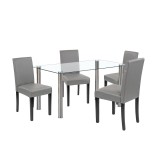Cumpara ieftin Set de masă Cadiz 4+1 alb-gri