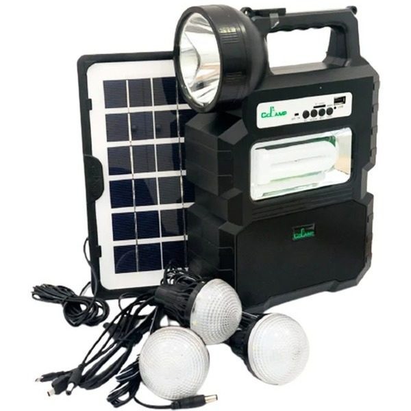 Kit panou solar portabil CCLAMP CL-810, cu 3 becuri incluse, Radio FM si Bluetooth