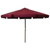 Umbrela Soare Exterior vidaXL, St&acirc;lp Lemn, Roșu Burgund, 330 cm, Poliester, Protectie UV, Gradina, Terasa