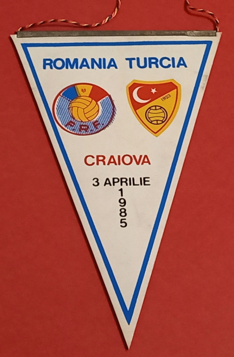 Fanion meci fotbal ROMANIA - TURCIA (03.04.1985)