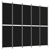 Cumpara ieftin Paravan de camera cu 5 panouri, negru, 250x220 cm, textil