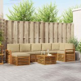 vidaXL Seturi de canapele 8 pcs Natural și Bej Lemn Solid de Acacia 3375213