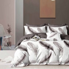 Lenjerie pat dublu,bumbac finet,6 piese,cearceaf normal 220x240cm, cearceaf pilota 200x220cm, 2 fete de perna 50x70, 2 fete de perna 70x70-M357