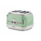 Prajitor de paine vintage Ariete 0156 Green, 1600 W, 4 felii, 6 setari de rumenire, Functie de dezghetare, Verde