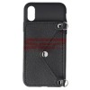 Husa iPhone X Neagra cu Portofel si Curea Crossbody, Toc TPU Protectie Integrala