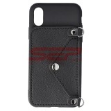 Husa iPhone XS Neagra cu Snur, Tip Portofel, Crossbody, TPU