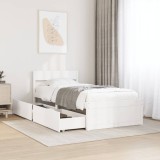 VidaXL Cadru pat fără saltea, alb, 90x190 cm, lemn masiv de pin