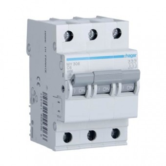 Hager MY 306 Intrerupator 6A, 3P, 4.5kA - 3250614553066 foto