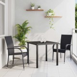 Cumpara ieftin Set de masă pentru grădină 3 pcs Negru Rattan poli