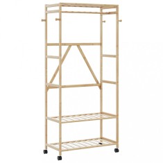 vidaXL Suport pentru haine cu rafturi și roți 90x40x179,5 cm bambus 4008921