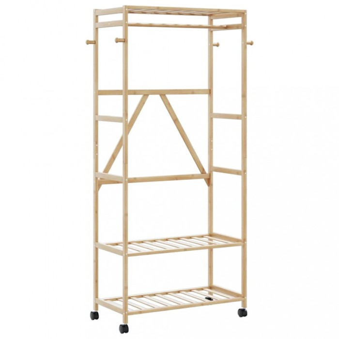 vidaXL Suport pentru haine cu rafturi și roți 90x40x179,5 cm bambus