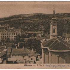 1931 - Zalău, vedere cu biserica (jud. Salaj)