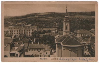 1931 - Zalău, vedere cu biserica (jud. Salaj) foto