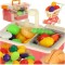 Set chiuveta si plita de jucarie cu accesorii legume si fructe de taiat asortate in cutie de depozitare