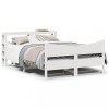VidaXL Cadru de pat cu tăblie, alb, 135x190 cm, lemn masiv de pin 3306319