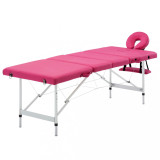 VidaXL Masă de masaj pliabilă cu 4 zone, roz, aluminiu