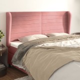 Gossi tablie de pat cu aripioare, roz, 183x23x118/128 cm, catifea