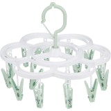 Uscator de rufe suspendat flippy, cu 16 carlige, rotire 360 grade, mateiral plastic, usor de depozitat, multifunctional, 26 x 21 cm, verde