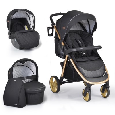 Carucior Pentru Copii 3 In 1 Noble Cangaroo Negru foto
