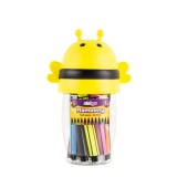 Carioci groase lavabile in cutie Albinuta, 12 culori set, Strigo