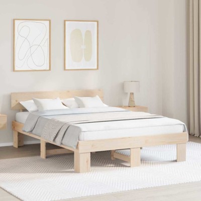 vidaXL Cadru de pat cu headboard Maro 160 x 200 cm Lemn masiv de pin 872560 foto