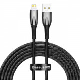 Cablu Baseus Glimmer Series Cu &icirc;ncărcare Rapidă USB-A - Lightning 480Mb/s 2.4A 2m Negru CADH000301