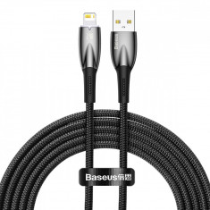 Cablu Baseus Glimmer Series Cu încărcare Rapidă USB-A - Lightning 480Mb/s 2.4A 2m Negru CADH000301