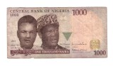 Bancnota Nigeria 1000 naira 2013, circulata, uzata