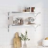 Gossi rafturi de perete, 2 buc. 75x23,5x3 cm argintiu otel inoxidabil