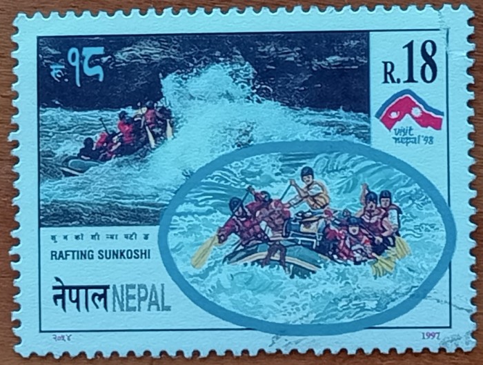 NEPAL-1993-&#039;&#039;SPORT-Navig contra curentului&#039;&#039;-1Timbre.&#039;&#039;NNH-NEstamp&#039;&#039;.-VEZI SCAN