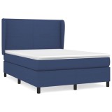 Cumpara ieftin Pat box spring cu saltea, albastru, 140x200 cm, textil