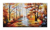 Cumpara ieftin Tablou indragostiti gigant pictat manual living, dormitor, Impreuna pentru totdeauna, 140x80cm ulei in cutit efect 3D