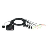 Cumpara ieftin SWITCH KVM ATEN control 2 PC la 1 KVM 4K resolution button port selector conector tip USB (T) x 2 | HDMI (T) x 2 2 x 3.5mm Audio Jack Male &amp;quot;CS22H