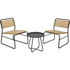 Set mobilier gradina 2 scaune cu masa, structura metalica si impletitura ratan sintetic