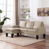 vidaXL Canapea cu 3 locuri și taburet, cappuccino, piele ecologică 288774