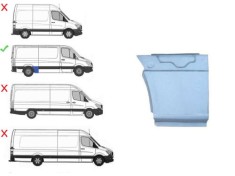 Segment reparatie aripa spate, Dodge Sprinter (906) 2007-, Mercedes Sprinter (W906) 2006-2018, VW Crafter (2E) 2005-2017, partea dreapta, lungime: 40